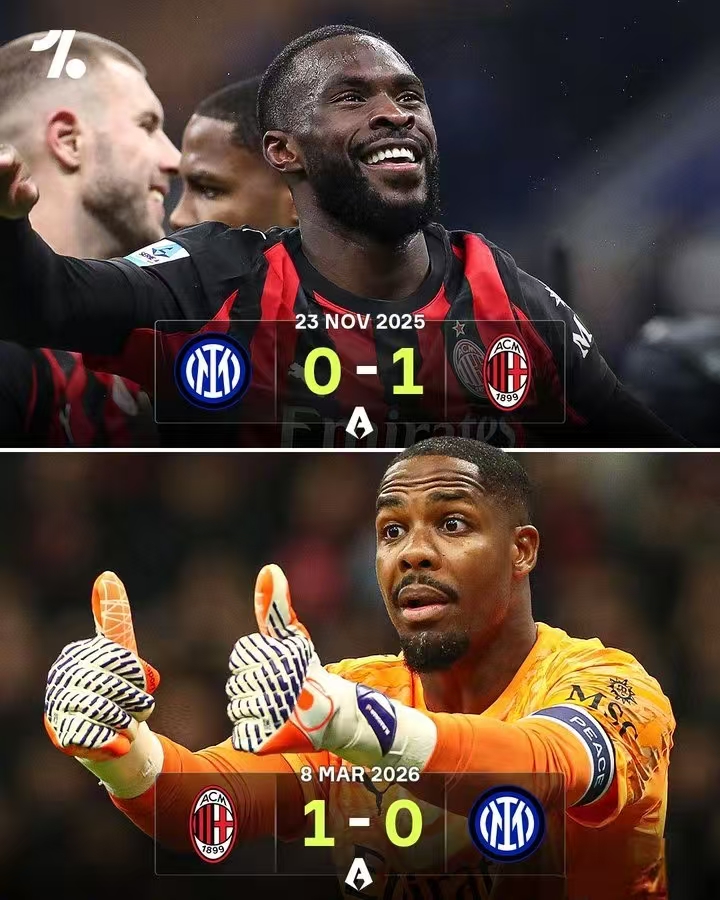 AC Milan og Inter Milan genforenes til en dobbeltsejr, hvor sidstnævnte stadig fører ligaen.
